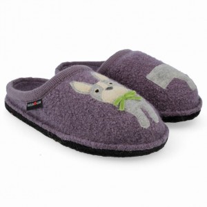 Kapcie Haflinger PUPPY Damskie Fioletowe | EXRGFPZ-01